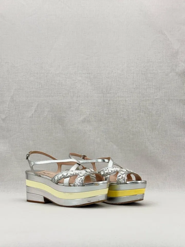 MIU MIU Slingback Silver Wedges 41