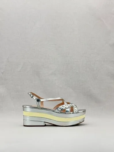 MIU MIU Slingback Silver Wedges 41