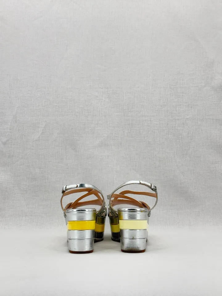 MIU MIU Slingback Silver Wedges 41