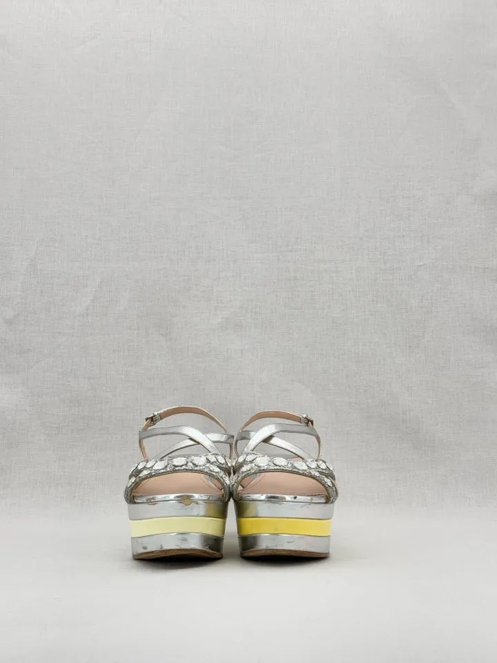 MIU MIU Slingback Silver Wedges 41