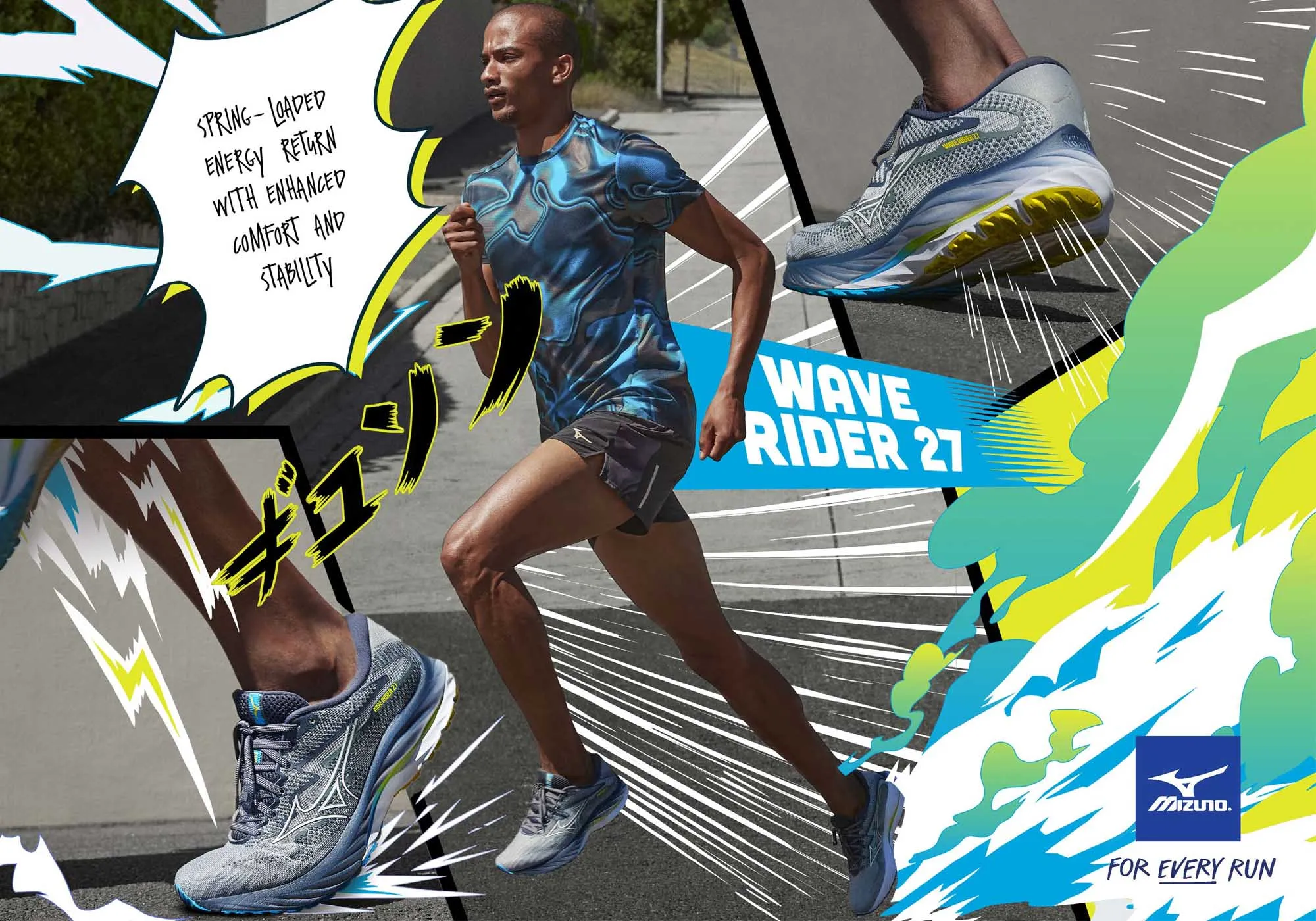 Mizuno Mens Wave Rider 27 Comfortable Running Shoes