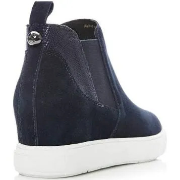 Moda In Pelle Avah Navy Suede Pull on Wedge Trainer, only size 8 left.