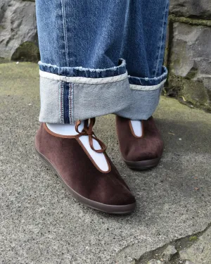 Moonstar Lite Prim W Brown Velvet Flat