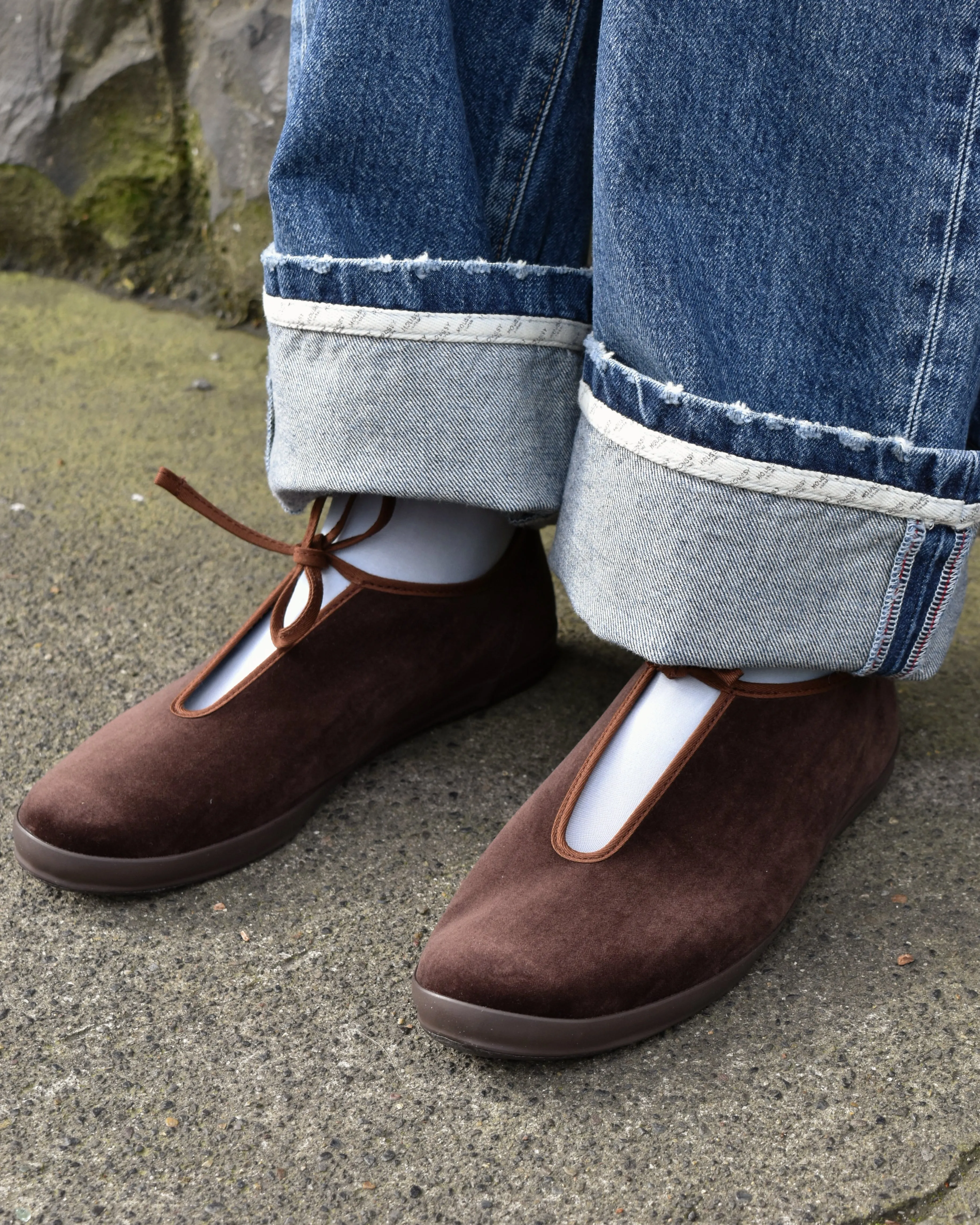 Moonstar Lite Prim W Brown Velvet Flat