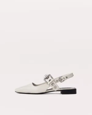 Moto Astra Leather Slingback Flats in Antique White