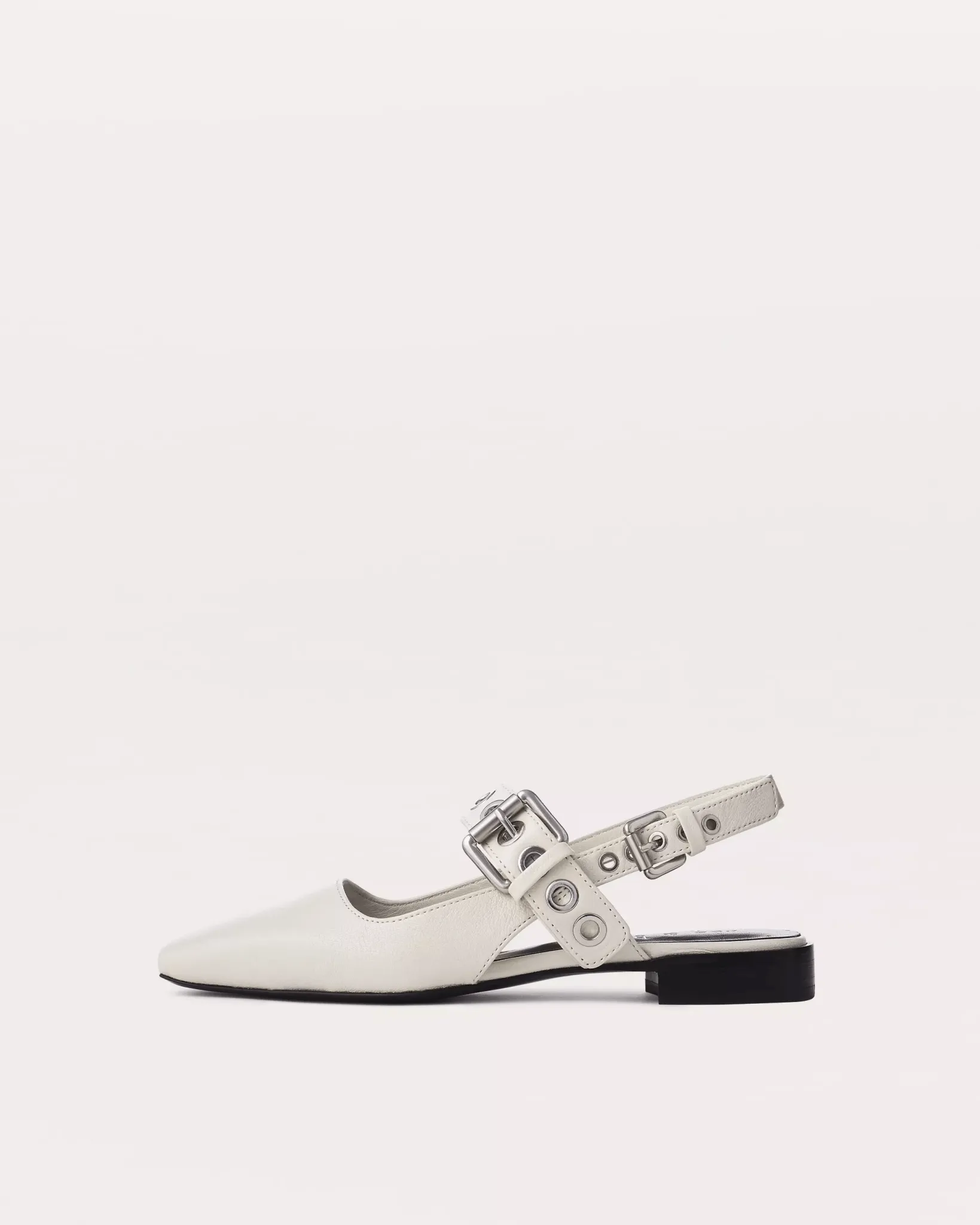 Moto Astra Leather Slingback Flats in Antique White