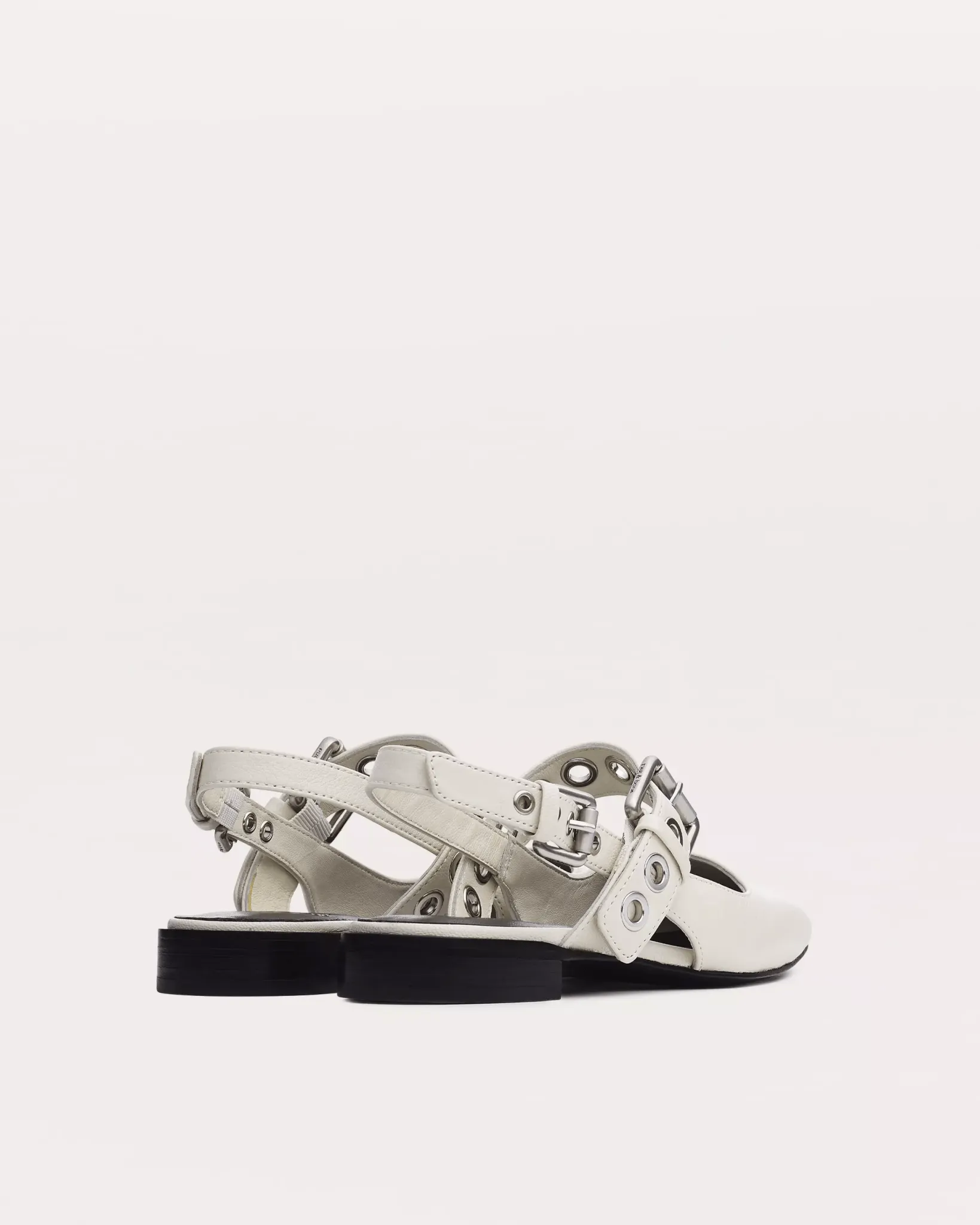 Moto Astra Leather Slingback Flats in Antique White