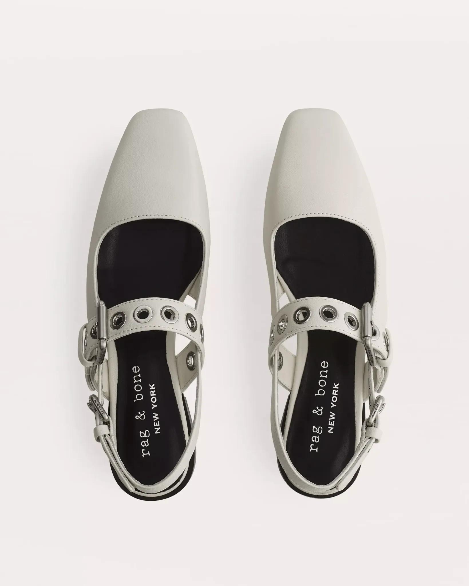 Moto Astra Leather Slingback Flats in Antique White