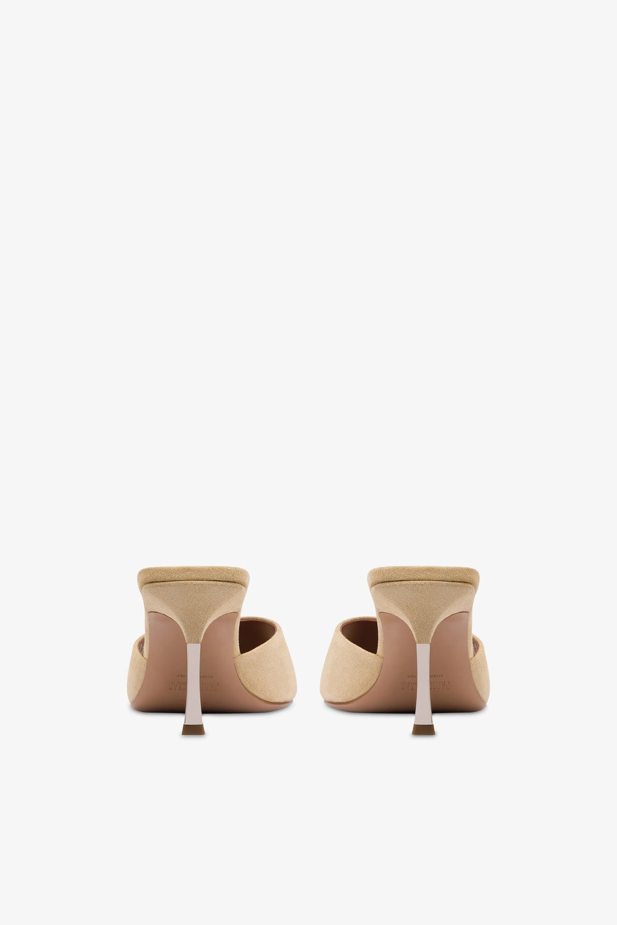 Mules in ecru suede leather