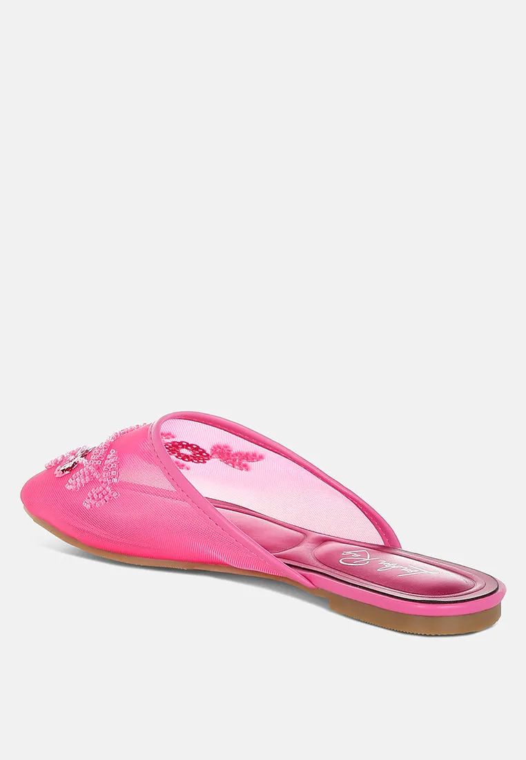 Nahra Mesh Sequin Beaded Mules