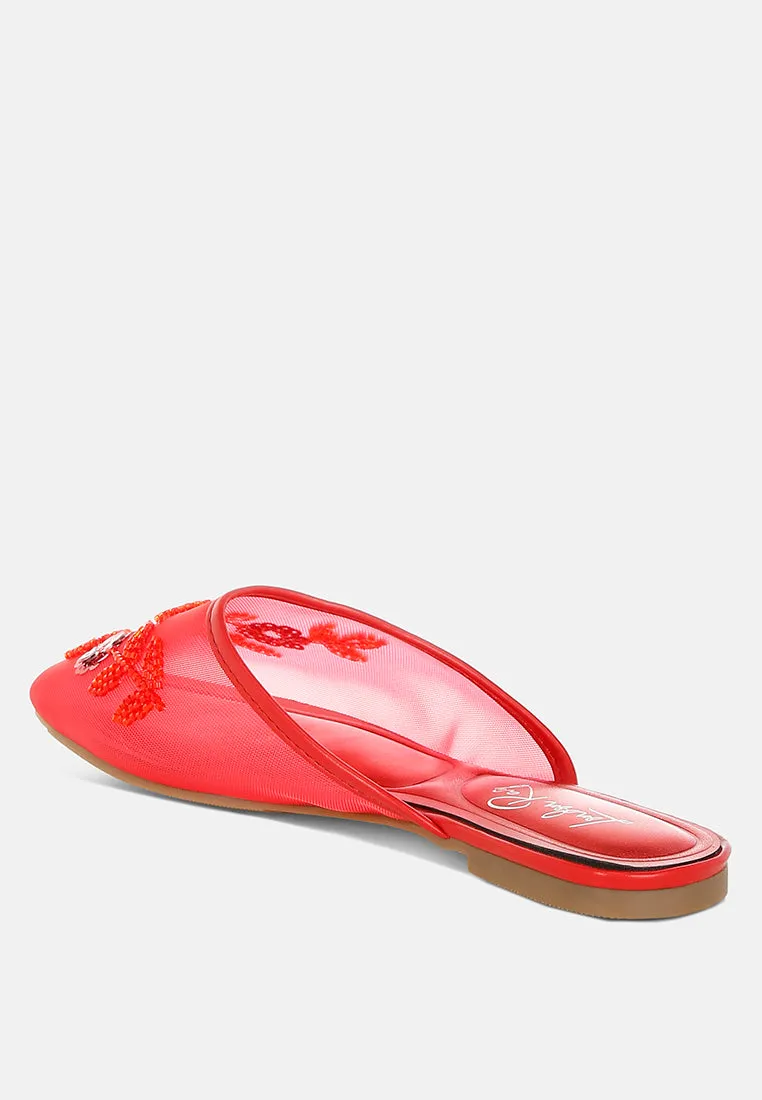 Nahra Mesh Sequin Beaded Mules