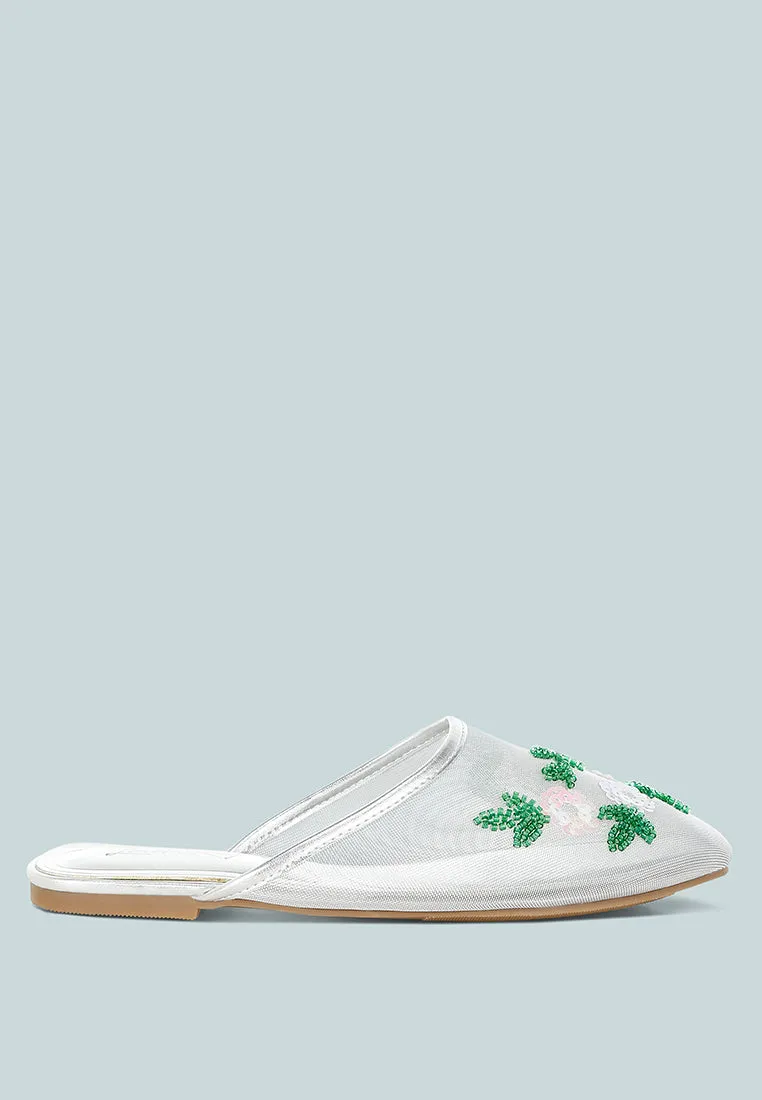 Nahra Mesh Sequin Beaded Mules