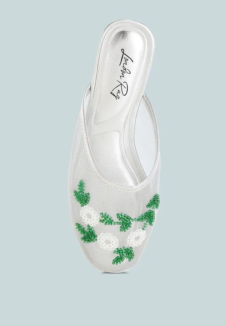 Nahra Mesh Sequin Beaded Mules