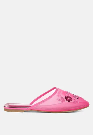 Nahra Mesh Sequin Beaded Mules