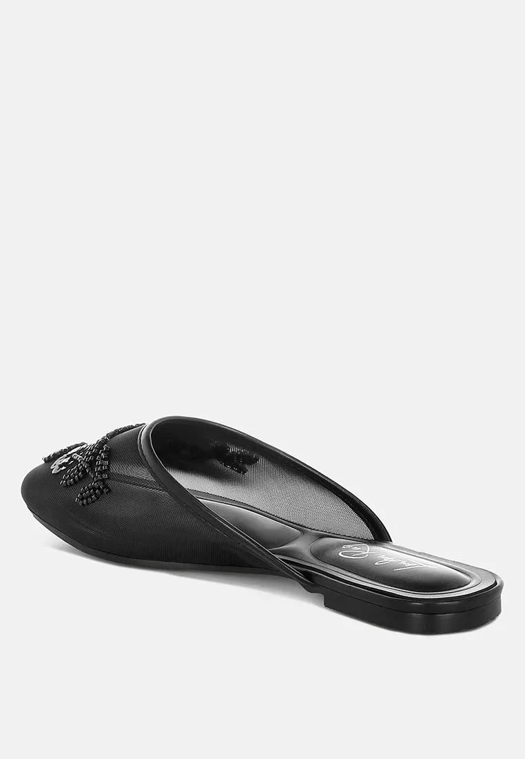 Nahra Mesh Sequin Beaded Mules