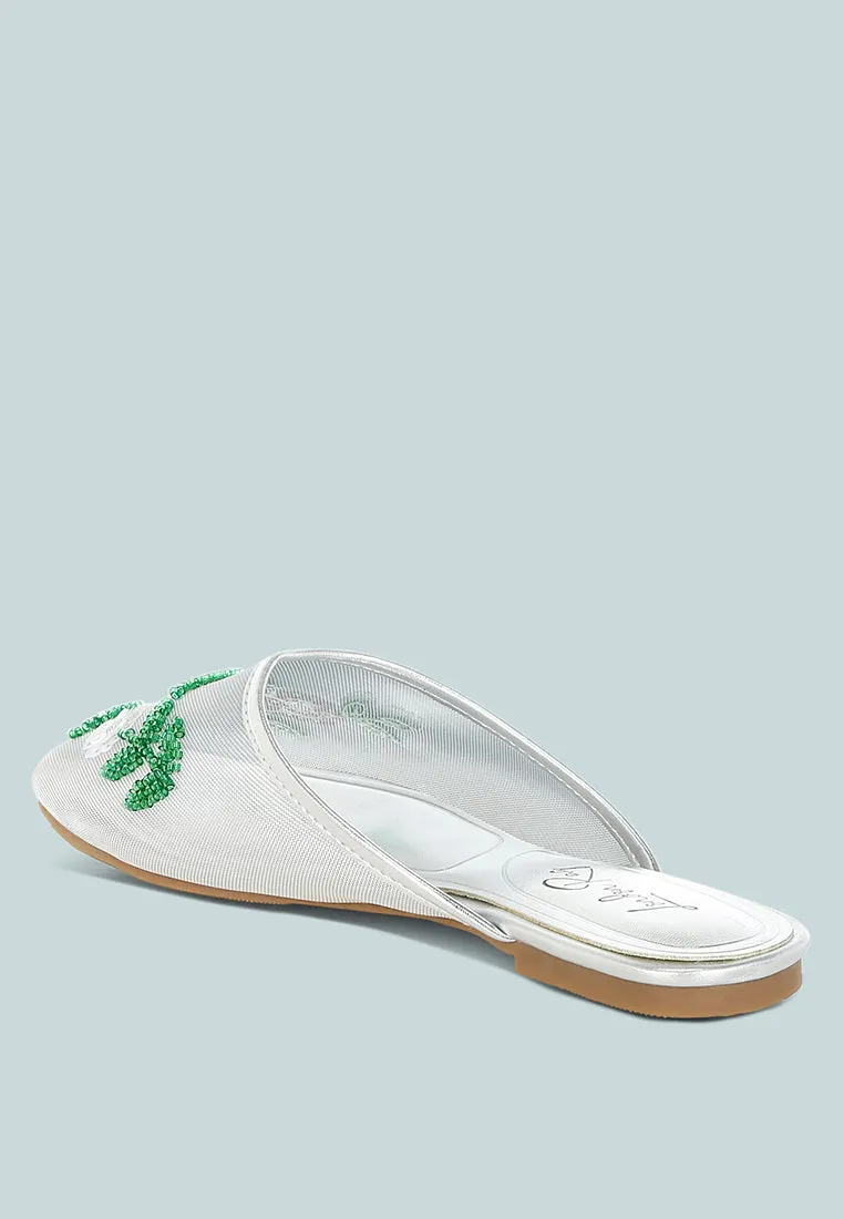 Nahra Mesh Sequin Beaded Mules
