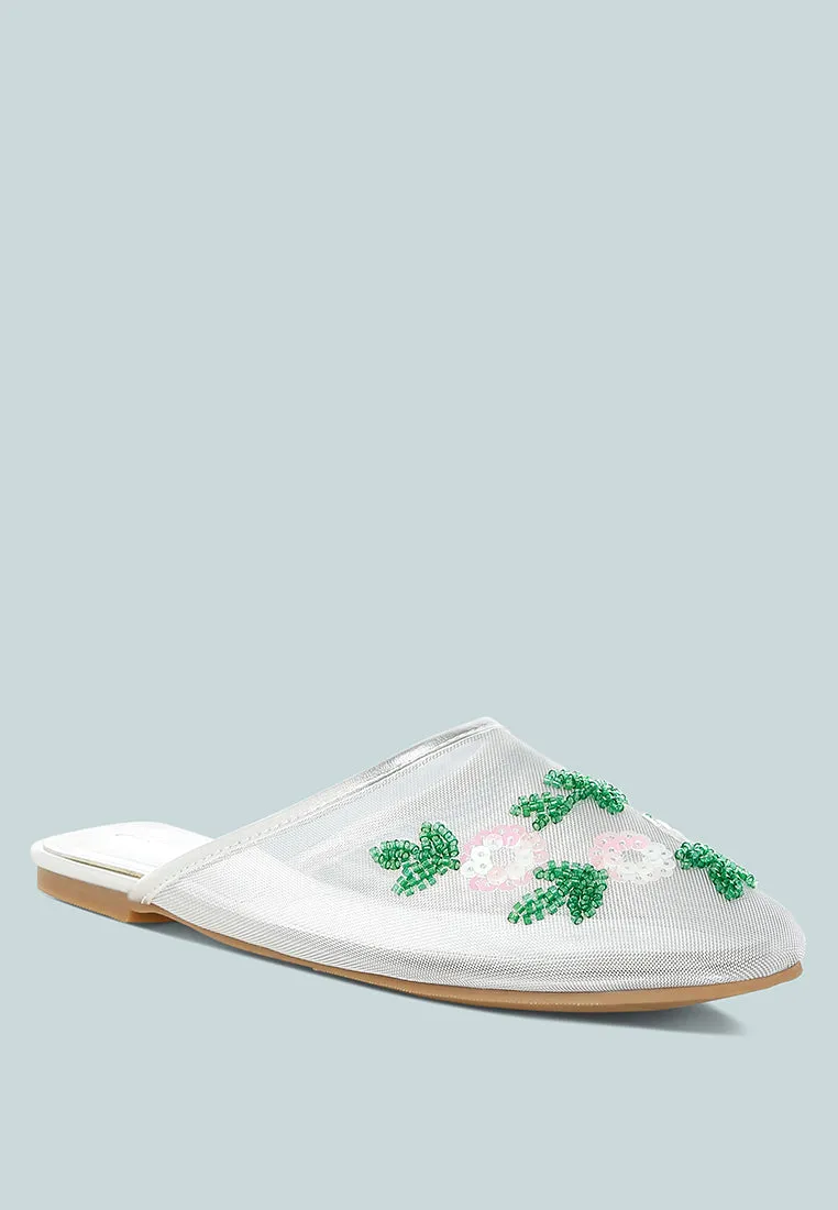 Nahra Mesh Sequin Beaded Mules
