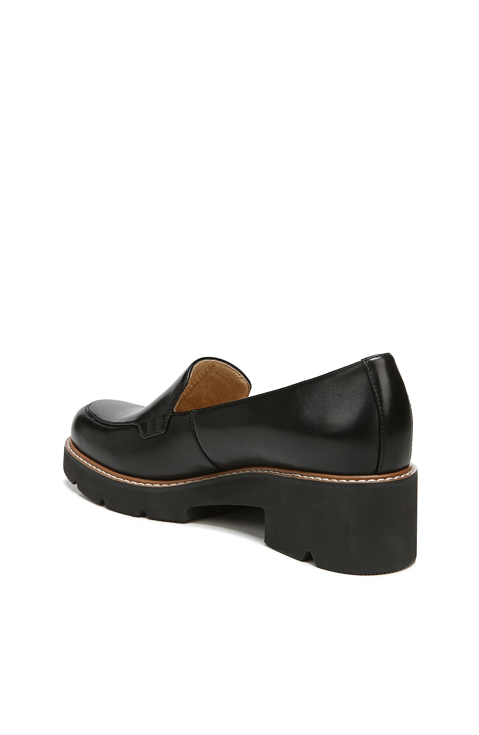 Naturalizer Womens Cabaret Slip On Lightweight Lug Heeled Loafer, Black Smooth, 10 M