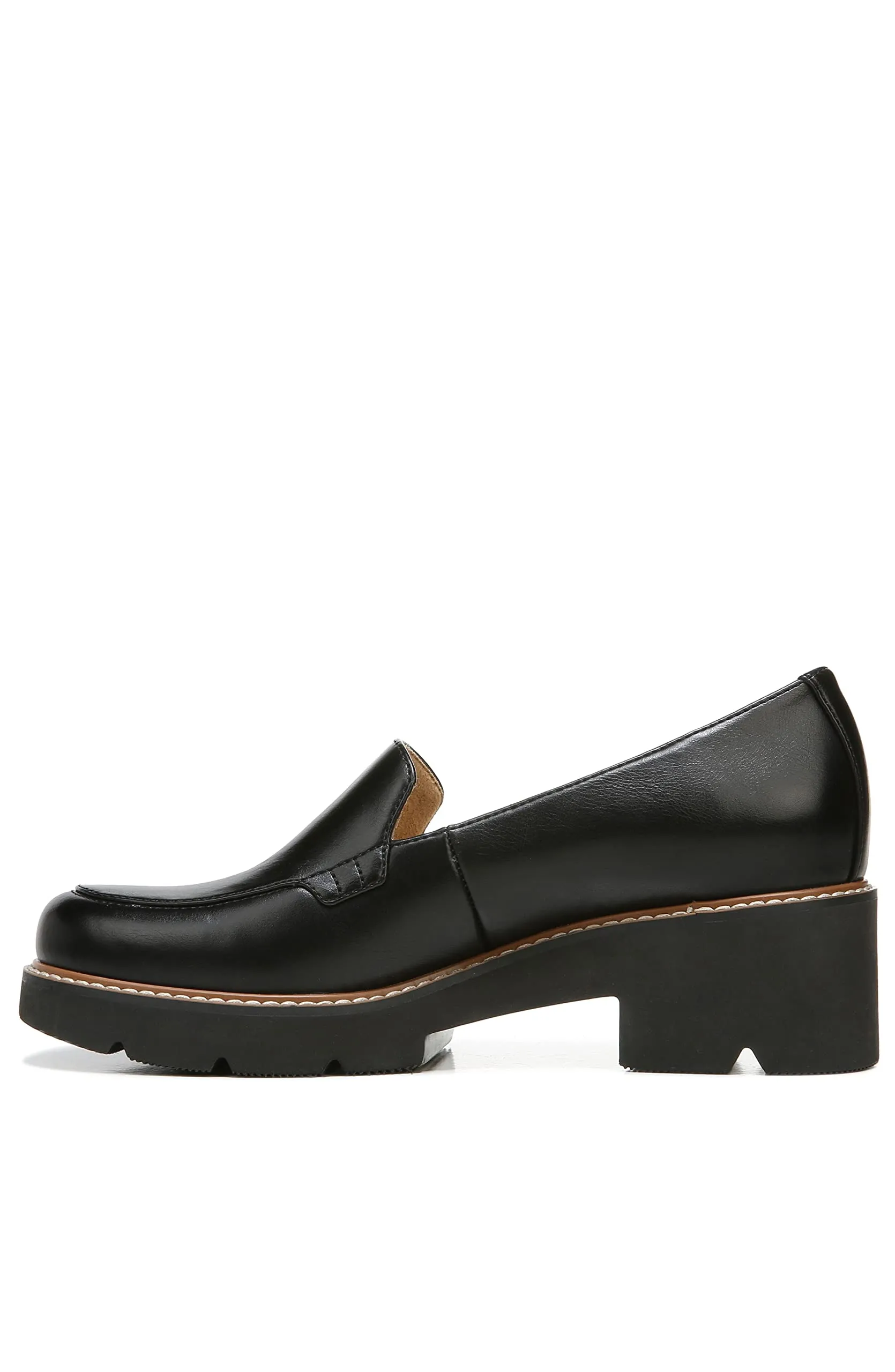 Naturalizer Womens Cabaret Slip On Lightweight Lug Heeled Loafer, Black Smooth, 10 M