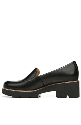 Naturalizer Womens Cabaret Slip On Lightweight Lug Heeled Loafer, Black Smooth, 8.5 M