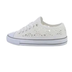 Nia White Lace Canvas Trainers