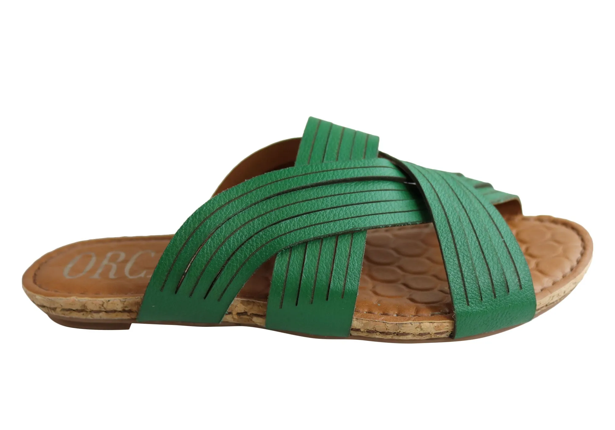 Orcade Carly Womens Comfortable Leather Slides Sandals Made In Brazil