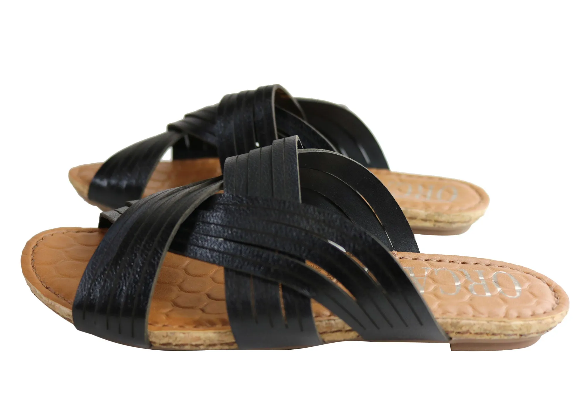 Orcade Carly Womens Comfortable Leather Slides Sandals Made In Brazil