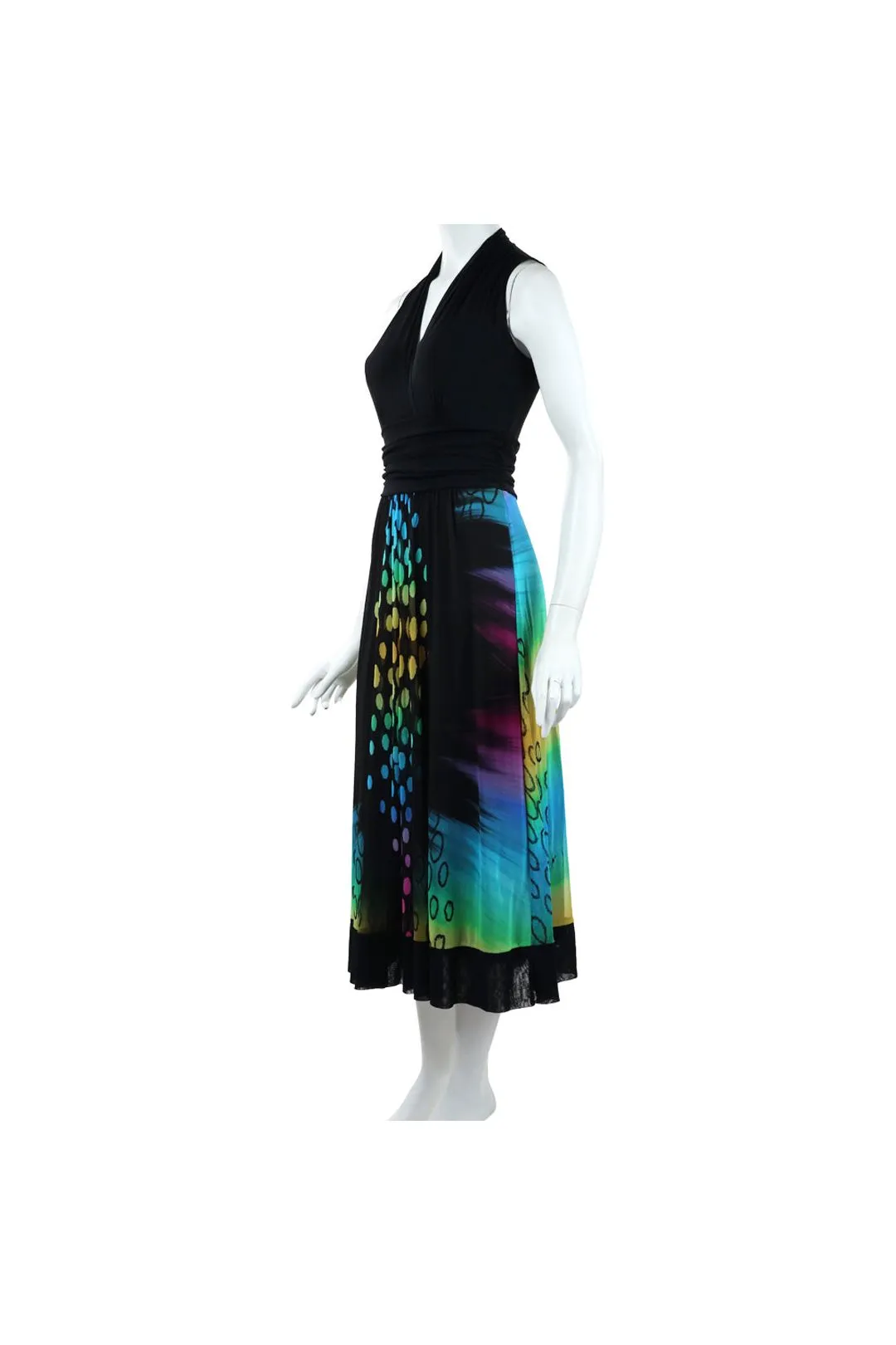 ORNA Midi Sleeveless Print Cummerbund Dress