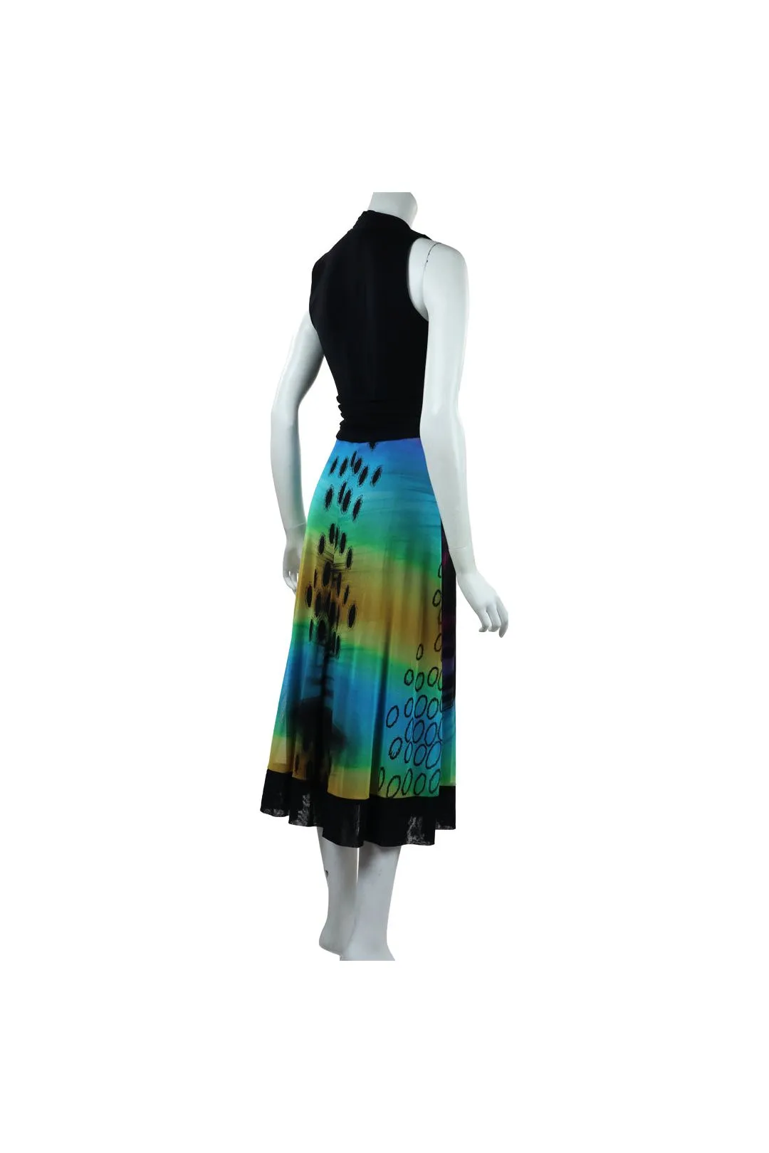 ORNA Midi Sleeveless Print Cummerbund Dress