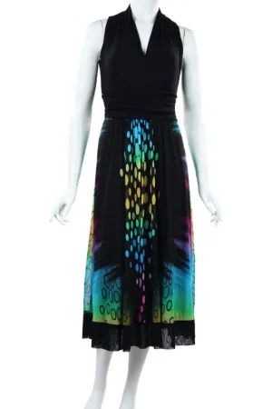 ORNA Midi Sleeveless Print Cummerbund Dress