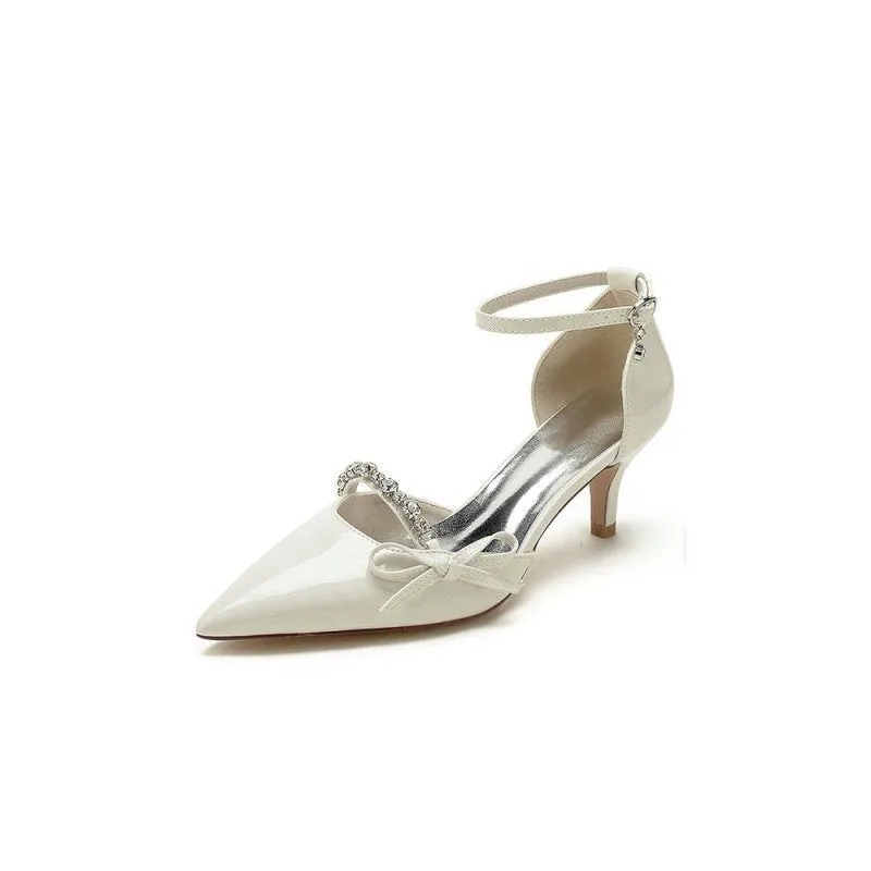 Patent Leather Mirror Finish With Rhinestone Pointed Toe Stiletto Heel