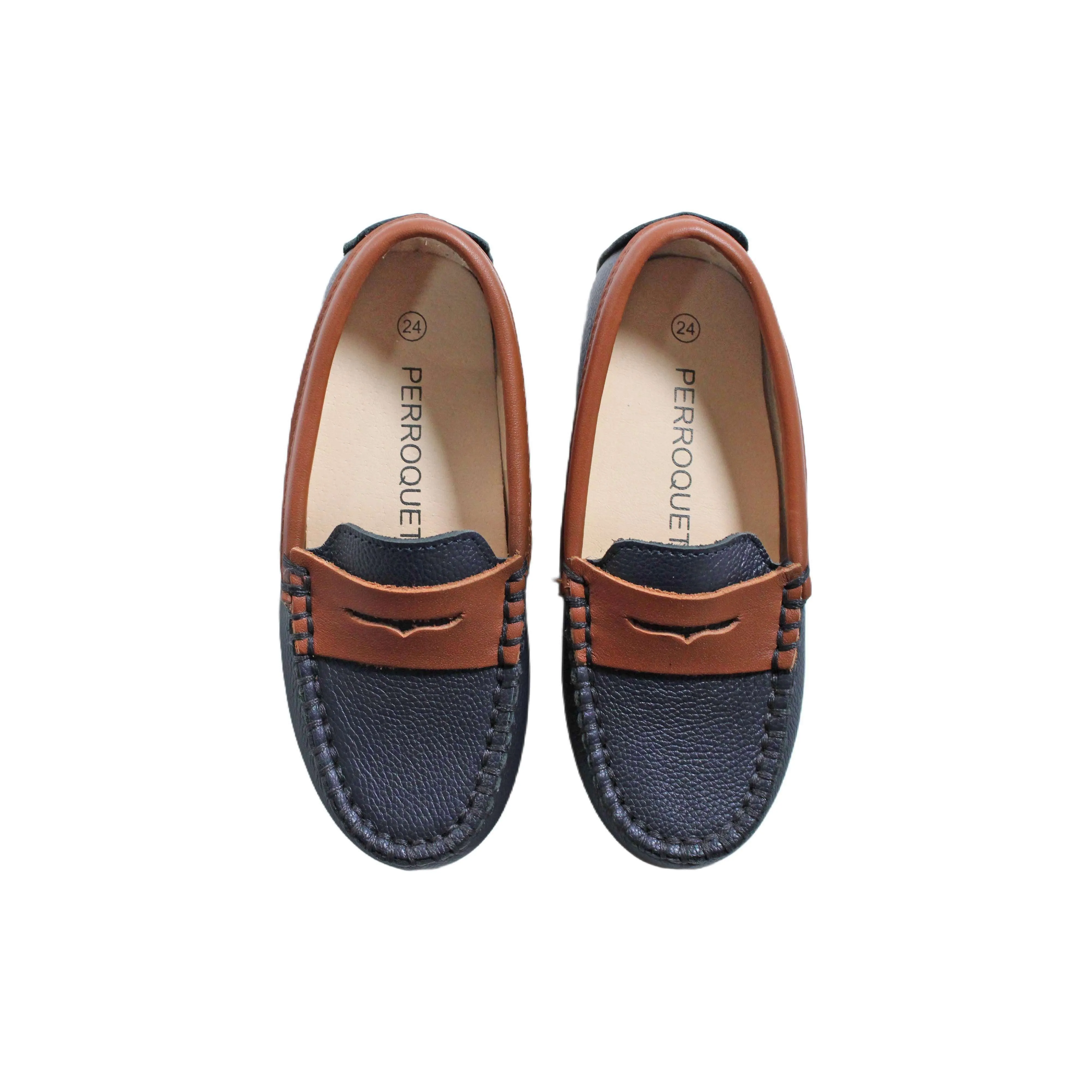 Penny Loafer | Navy/Luggage