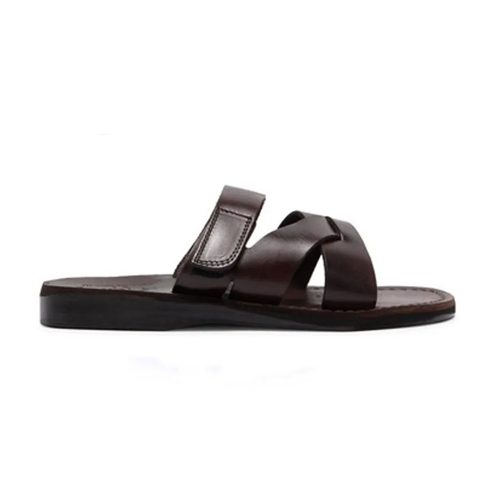 Philip - Leather Woven Strap Sandal | Brown