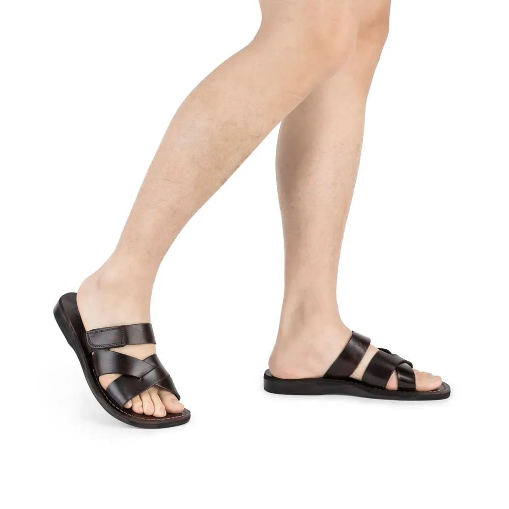 Philip - Leather Woven Strap Sandal | Brown
