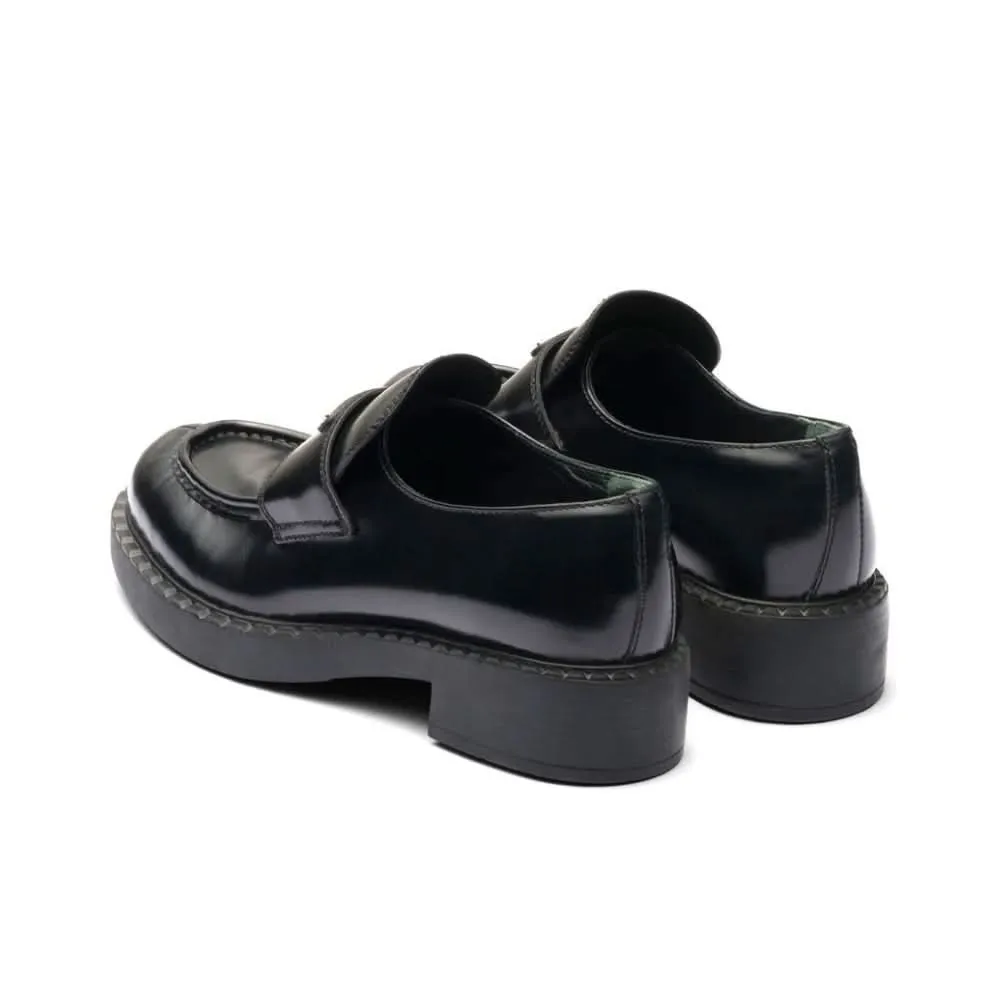 Prada Chocolate brushed leather loafers