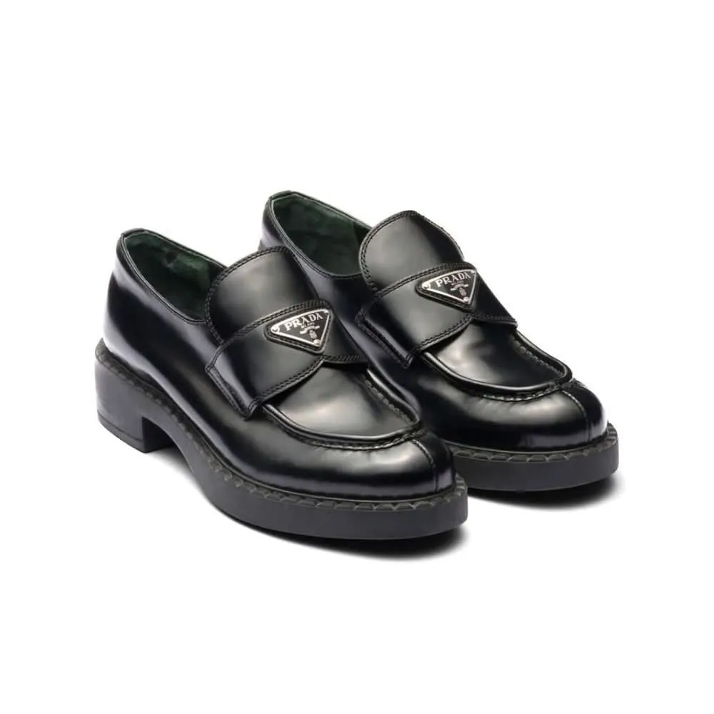 Prada Chocolate brushed leather loafers