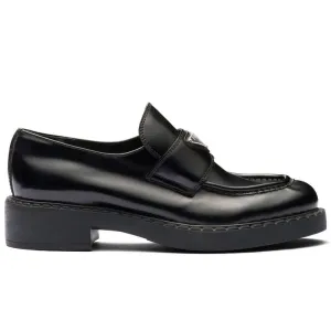 Prada Chocolate brushed leather loafers