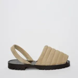 Quilted Beige Suede Goya Slide