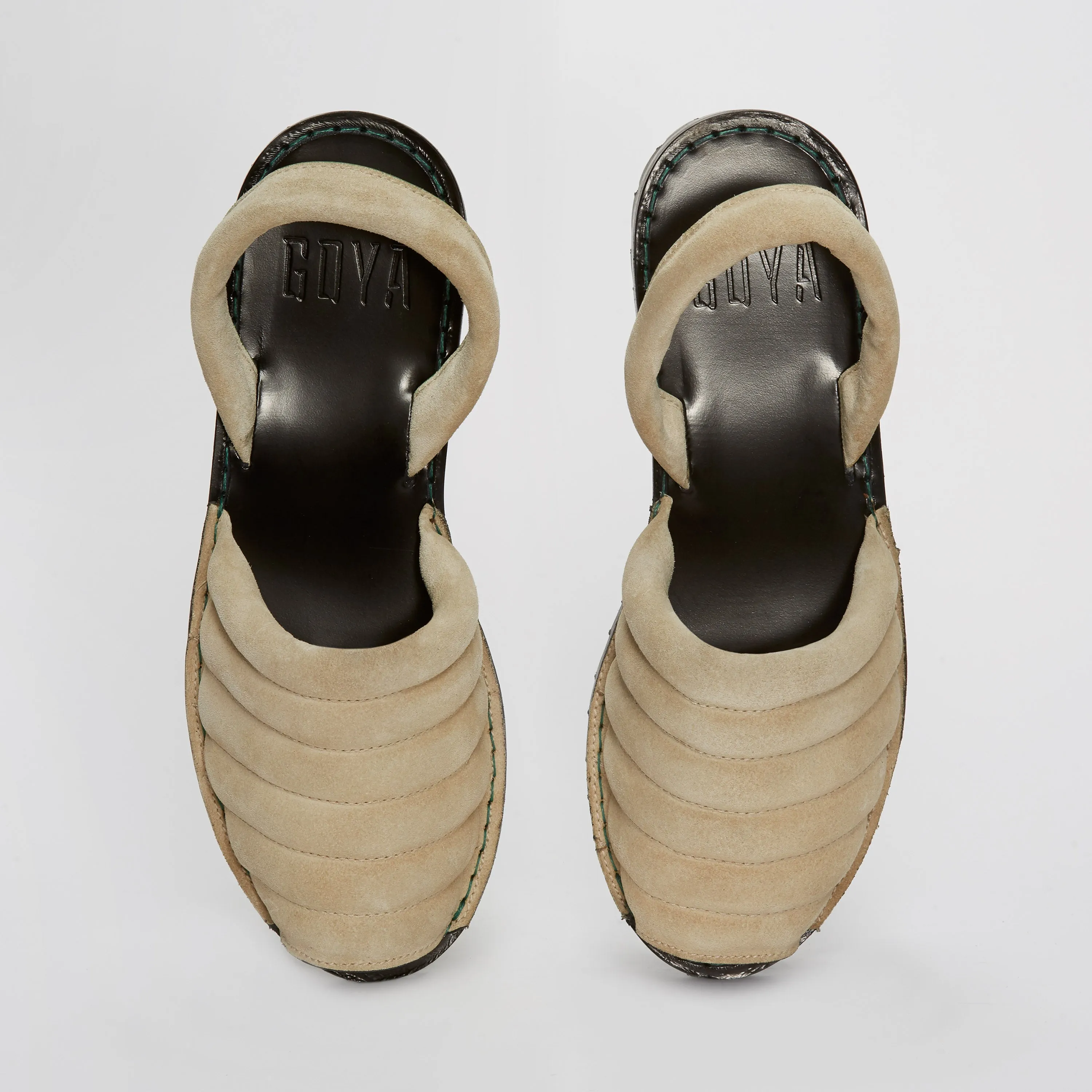 Quilted Beige Suede Goya Slide