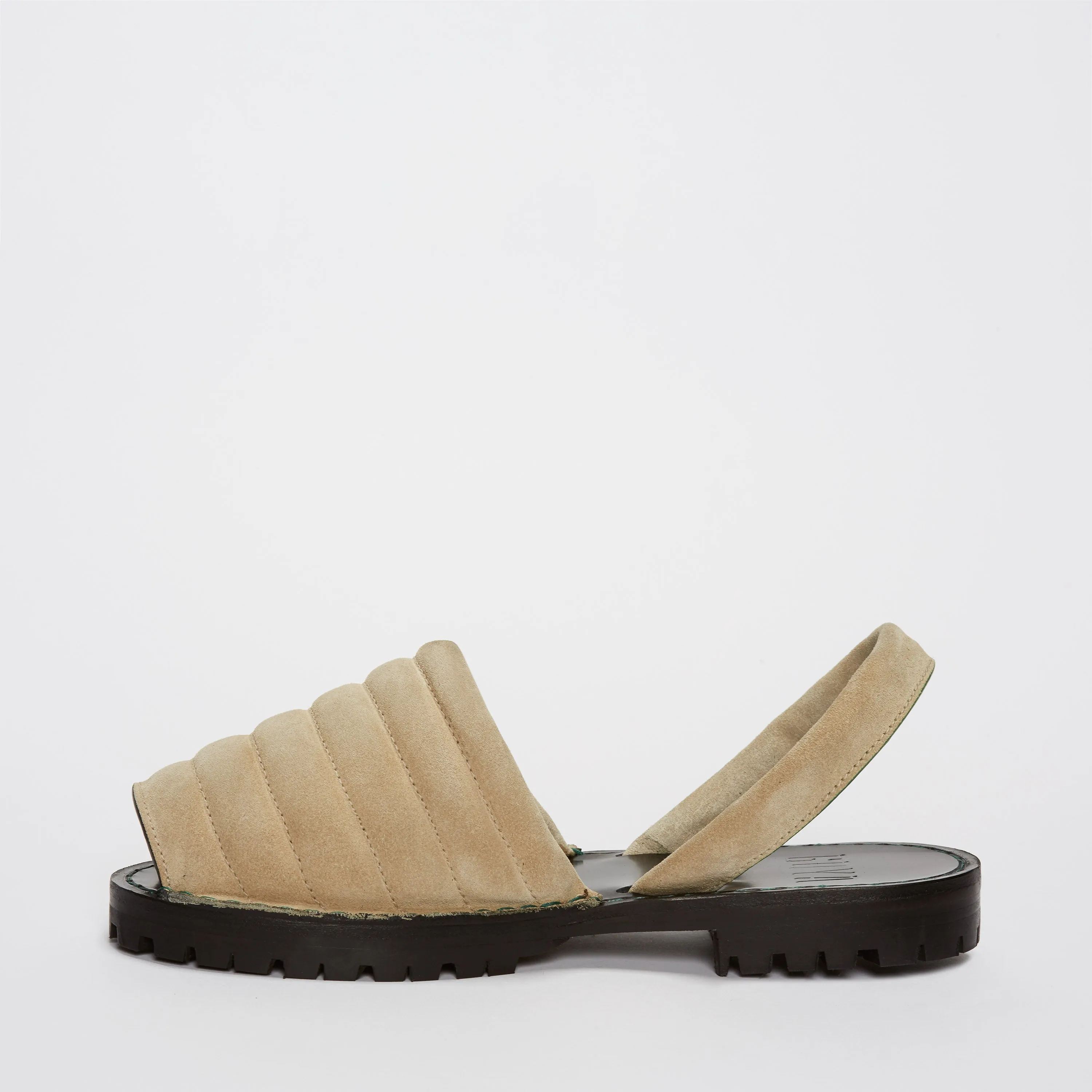 Quilted Beige Suede Goya Slide