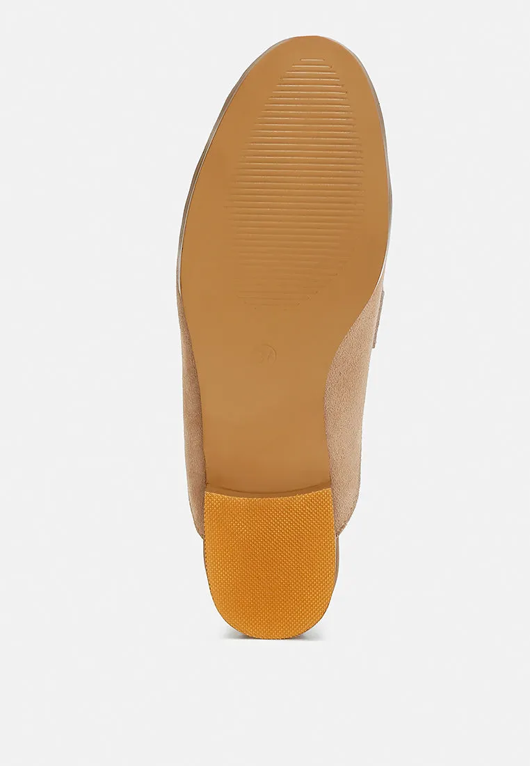 Rhinestone Strap Suede Mules By RUW