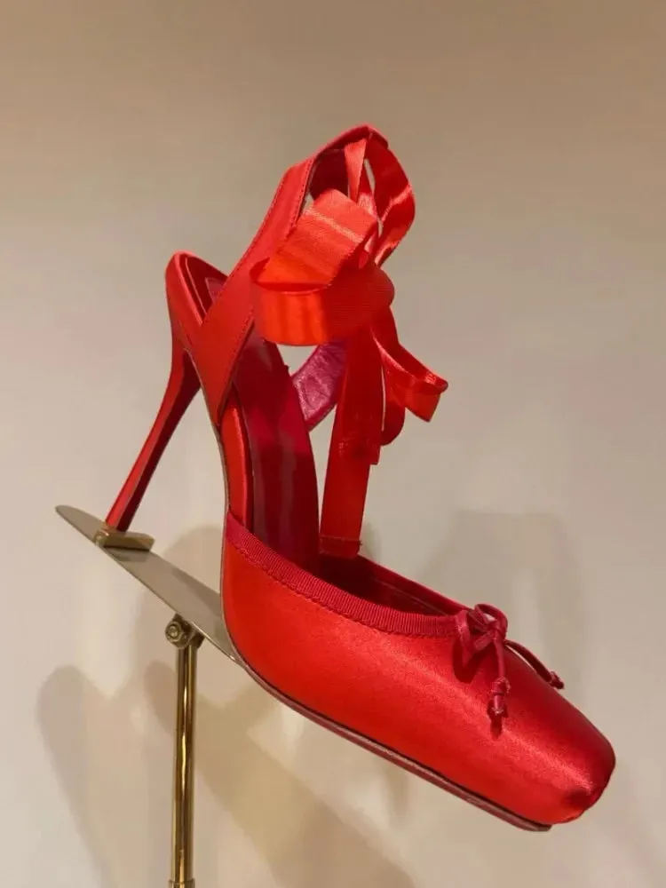Satin Ballet Wrap Heels