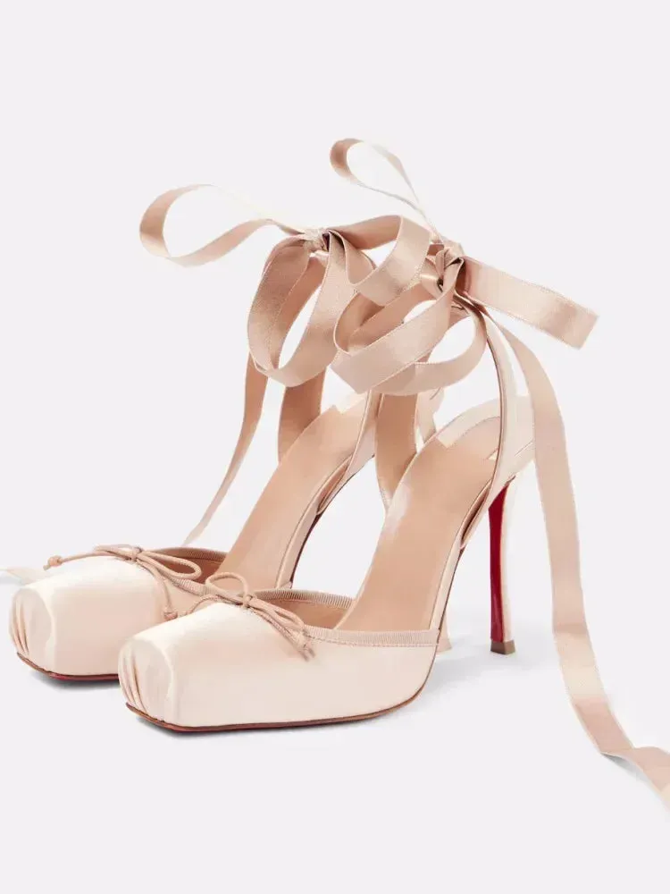 Satin Ballet Wrap Heels