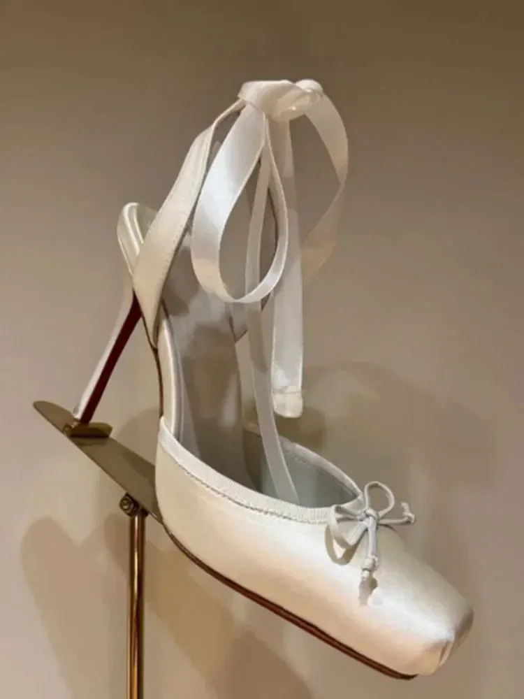 Satin Ballet Wrap Heels