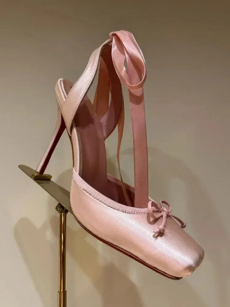 Satin Ballet Wrap Heels