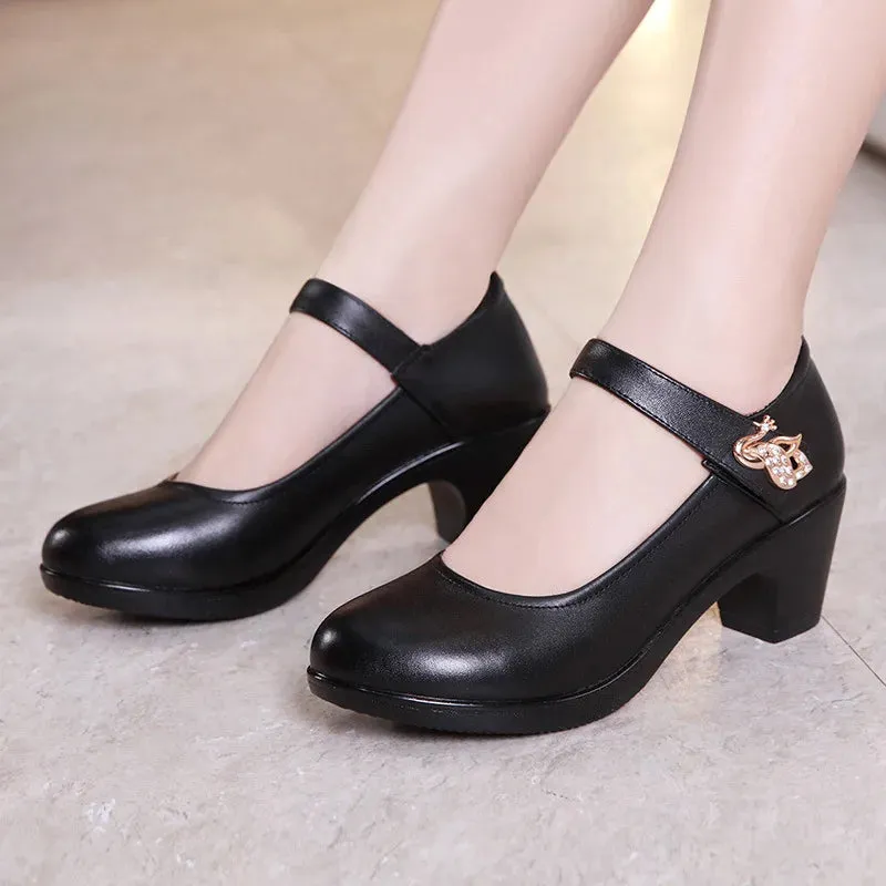 Shallow Crystal White Wedding Shoes Bride Platform Pumps Med Block Heels Mary Janes Office