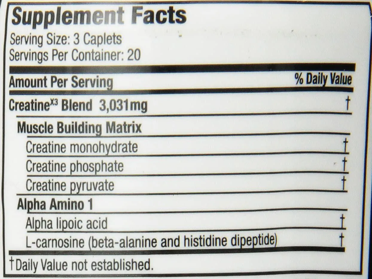 Six Star Pro Nutrition Creatine X3 Pills, Micronized Creatine Capsules Featuring Ultra-Pure Creatine Monohydrate, 60 Caplets