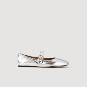 Sixties Shiny Leather Ballet Flats Silver