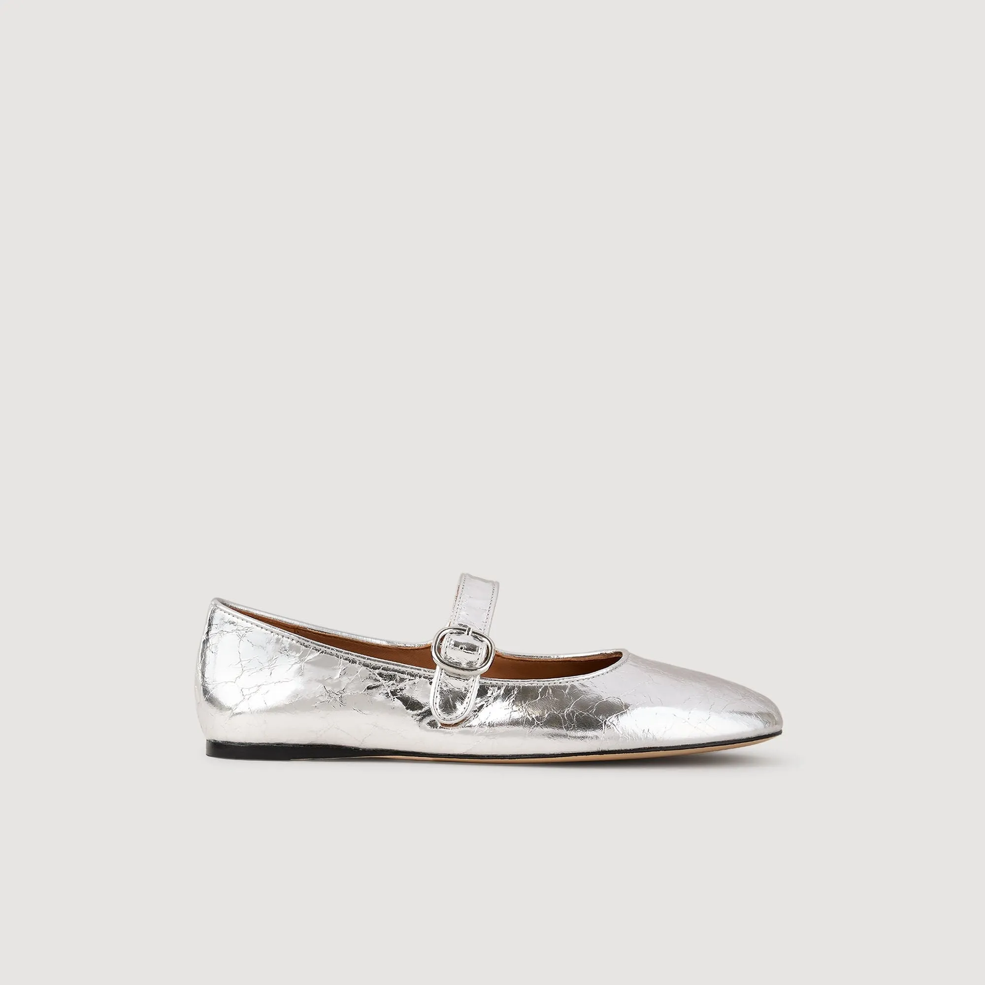 Sixties Shiny Leather Ballet Flats Silver