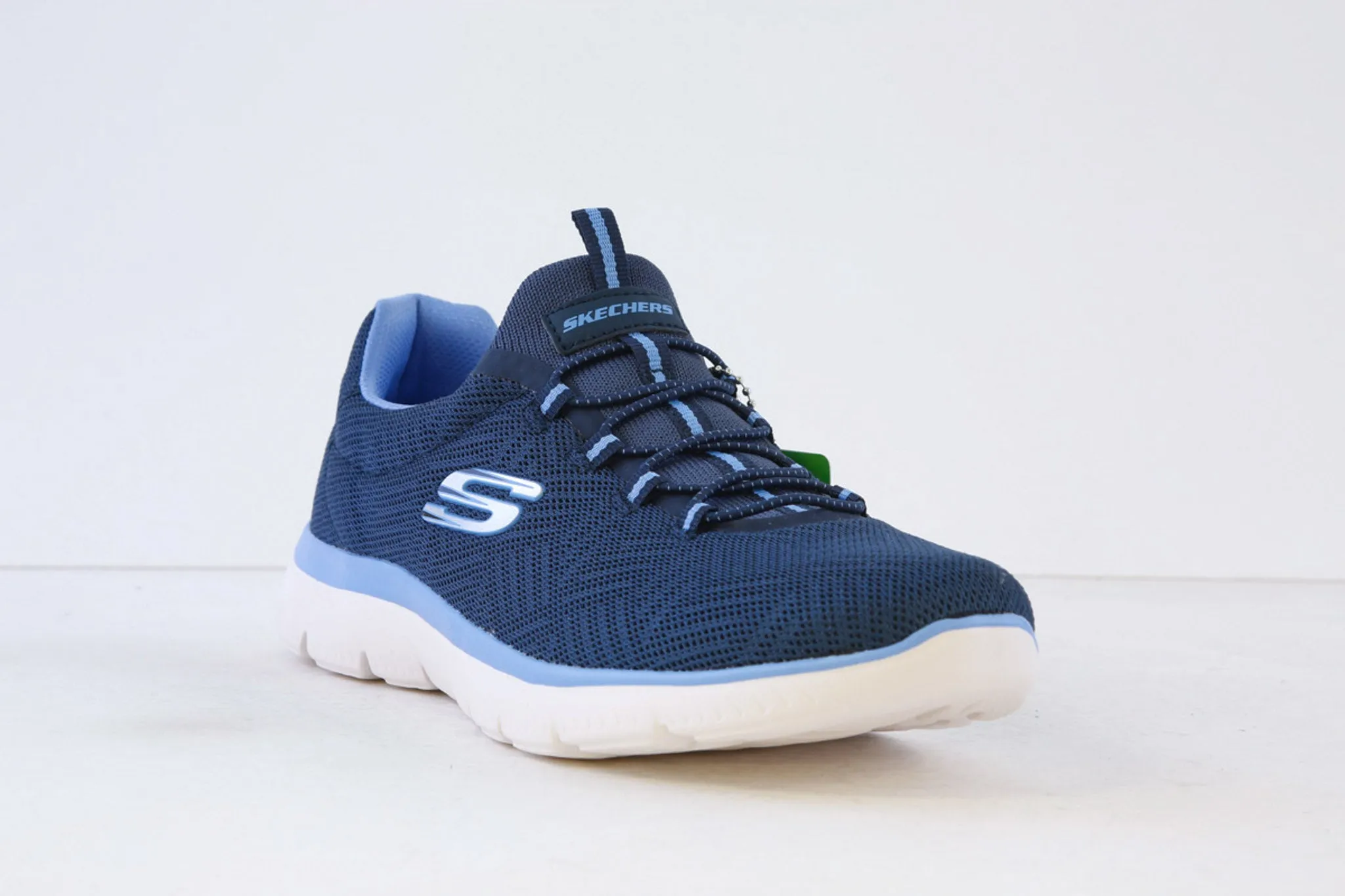 SKECHERS - PISTACHIO SUMMITS BUNGEE SLIP-ON TRAINER - NAVY/BLUE